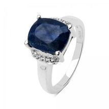 Womens Sterling Silver 4.00 CTW Sapphire Size 7 Designer Ring - $170.57
