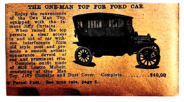 1917 One Man Top For Ford Cars Advertisement Chas Miller Automobilia F14B - $19.99