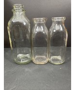 Lot 3 Vintage Glass Milk Bottles – Adohr Dairy 1 Qt + 2 Unmarked Pint Bo... - $32.48 CAD