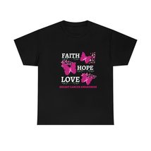 Love Faith Hope T-Shirt, Breast Cancer Awareness Flower Ribbon T-Shirt Sport Gre - £16.06 GBP+