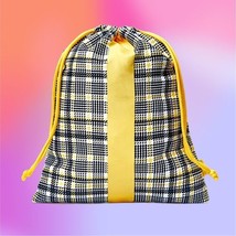 Ipsy Glam Bag Plus September 2021 BLACK/YELLOW Plaid Drawstring Bag 8”x10” NWOT - £13.53 GBP