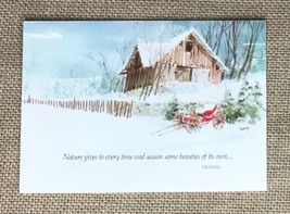 Vintage Forget Me Not Alan Chiara Rustic Cabin Christmas Card Dickens Quote - $4.95