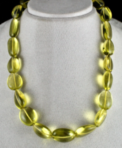 Natural Green Gold Lemon Quartz Beads Tumble 26mm 712 Carats Gemstone Necklace - £618.89 GBP