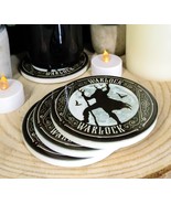 Warlock With Full Moon And Bats Ceramic Coaster Set of 4 Tiles With Cork... - €25,73 EUR