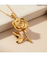 Rose Flower Pendant Necklace | 925 Sterling Silver Gold Vermeil | Elegant  - $43.89