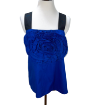 Anthropologie Chelsea Flower Fabric Sculptural Flower Cotton Blue Sleeve... - £19.63 GBP