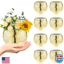 8 PCS Disco Ball Vase Planter Candle Holder Bulk Mirror Decor 3.9" Gold ... - $77.26