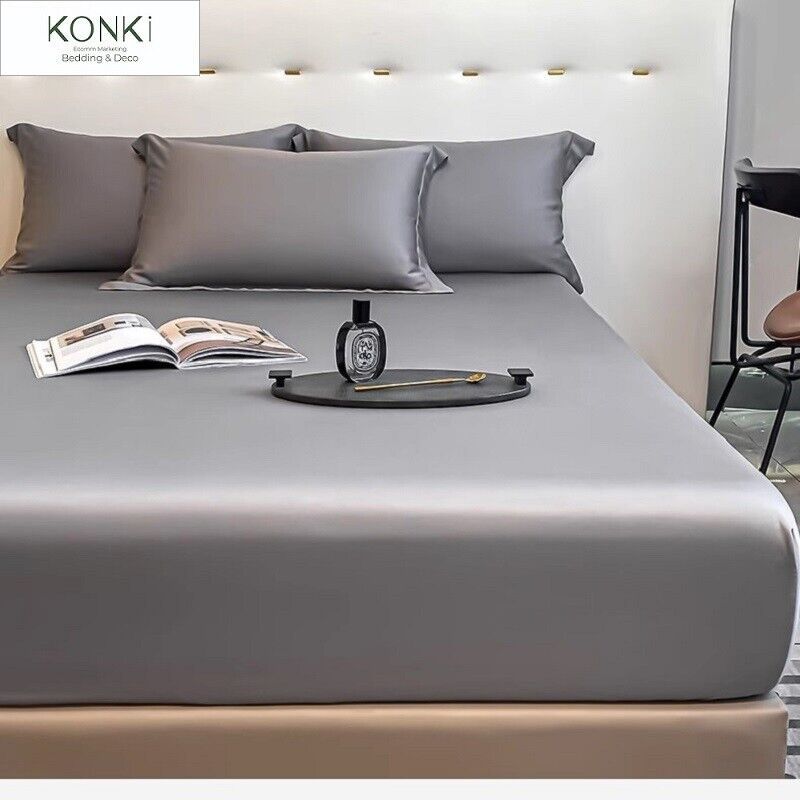 100% Lyocell (Tencel) 360° Rubber Elastic Fitted Bedsheet Set Summer Silky Cool