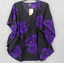 Favant Hawaii Swimsuit Cover Up Womens One Size Hibiscus Black Purple Be... - $24.99