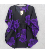 Favant Hawaii Swimsuit Cover Up Womens One Size Hibiscus Black Purple Be... - £19.66 GBP