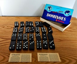 Vintage Double Six World Wide Dominoes by Halsam Globe Pattern 28 pieces - £15.63 GBP