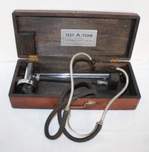 Antique Medical Scientific Test-A-Tone Tuning Fork Stethoscope in Dovetail Case - £551.35 GBP