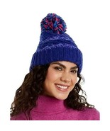 $29 INC Chenille Striped Multi-Pom Beanie Cobalt Blue One Size - £9.01 GBP