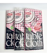 3 Vintage Mobil Hefty Disposable Plastic Tablecloth 3ft x 6ft Red White ... - $19.99
