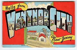 Ventnor City New Jersey 1950&#39;s Linen Large Letter Postcard Hello Greetings From - £14.48 GBP