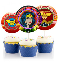 12 Wonder Woman Symbol Inspired Party Picks, Cupcake Toppers #1 - £10.52 GBP