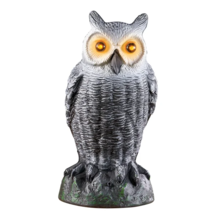Motion Activated Light &amp; Sound HOOTING OWL Garden Statue Outdoor Pest Deterrent - £23.53 GBP