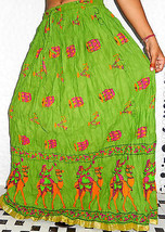 Gypsy Hippie Ethnic Traditional Camel Cotton Hand Block Print Boho Long Skirt - £23.39 GBP