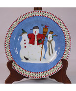 Sakura SNOWMAN Christmas Holiday Set Of 3 Salad Dessert Plates 8&quot; Debbie... - $12.59