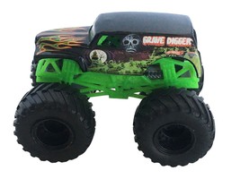 Hot Wheels Monster Truck Grave Digger Monster Jam Toy Orange Green Flame... - £3.92 GBP