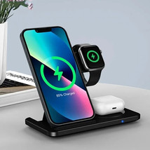 Foldable Fast Charging Station Dock with Wireless Charger Stand Pad for Phone 14 - £17.89 GBP