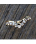 1.00Ct Round Cut D/VVS1 Diamond Curved Wedding Band Ring 14k Yellow Gold... - £71.18 GBP