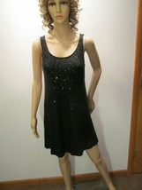 Eileen Fisher Scoop Neck Sleeveless Sequins Tunic Shift Mini Dress Xs Black - £31.93 GBP