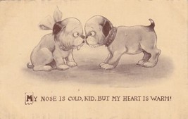 Two Dogs Postcard My Nose Is Cold Kid But My Heart Is Warm 1913 to Nevada MO - £2.36 GBP