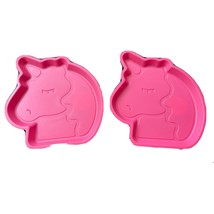 Plates Unicorn 2pk Your Zone Plastic Shaped Kids Pink Color Microwave Safe - £8.42 GBP