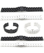 CERAMIC Watch Strap Bracelet Band BLACK WHITE 16mm &amp; 21mm Deployment Cla... - £29.73 GBP