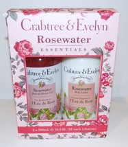 New Crabtree &amp; Evelyn Rosewater 16.9 Oz Body Lotion &amp; Bath &amp; Shower Gel Gift Set - £26.97 GBP