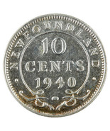 1940 Canada Newfoundland 10 Cents Coin (XF+ Condition) KM# 20 - $1,785.68 MXN