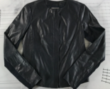 Vince Leather Jacket Womens Medium Black Zip Front Stretch Sleeve Panel ... - $197.99