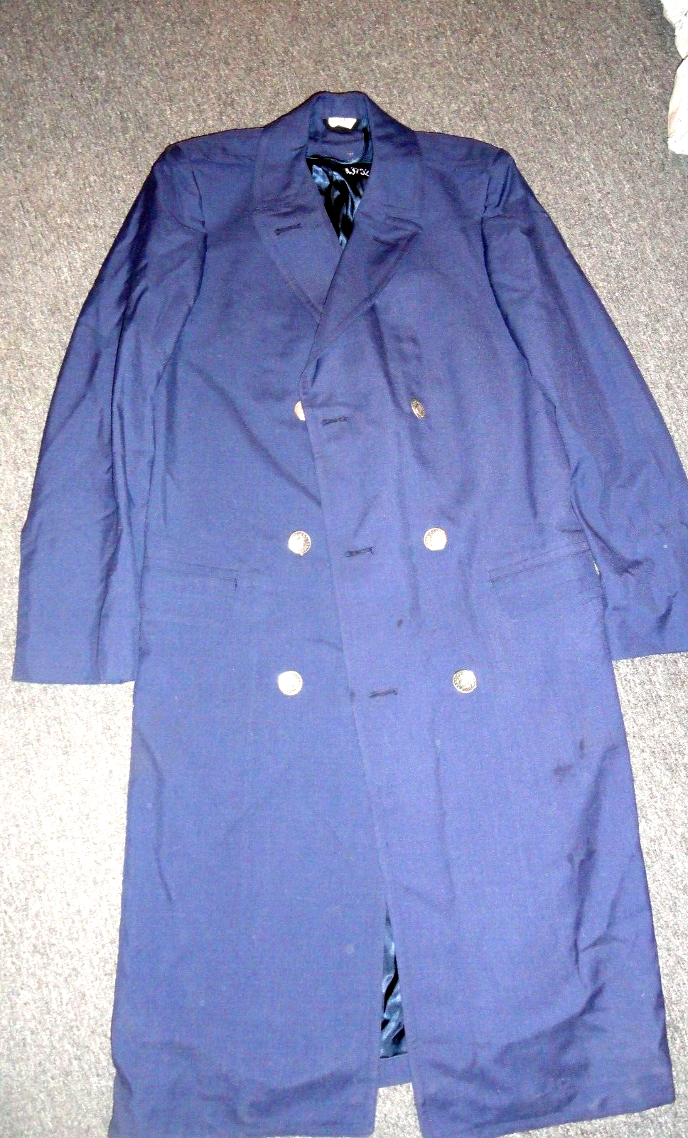 1972 USAF U.S. AIR FORCE BLUE WOOL SERGE 13 OZ 1549 OVERCOAT TRENCH COAT... - $69.65