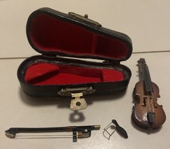 Vintage Mini Tiny Violin and Bow with Case - £15.77 GBP