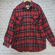 Field &amp; Stream Flannel Shacket Mens XXL Tall Red Plaid Heavy Cotton Work Shirt - £27.45 GBP