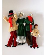 Christmas Ornaments English Velvet Clothing  Family Bisque Vintage - £19.34 GBP