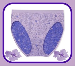 L Purple Floral Seamless Noshow Fullcover Victorias Secret High Leg Brief Panty - £8.78 GBP
