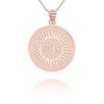 14K Solid Gold Holy Name of Jesus Pendant Necklace - Yellow, Rose, or White - £190.11 GBP+