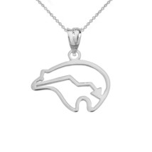 925 Sterling Silver Zuni Bear Heart-Line Cut Out Pendant Necklace - £22.42 GBP+