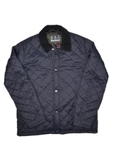 Barbour Holme Jacket Mens 2XL Navy Quilted Bomber Snap Button Tartan Lined - $130.55