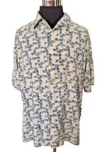 Silk Icon Hawaiian Shirt Men&#39;s Size Large 100% Silk Tropical Blue Palm T... - £14.69 GBP
