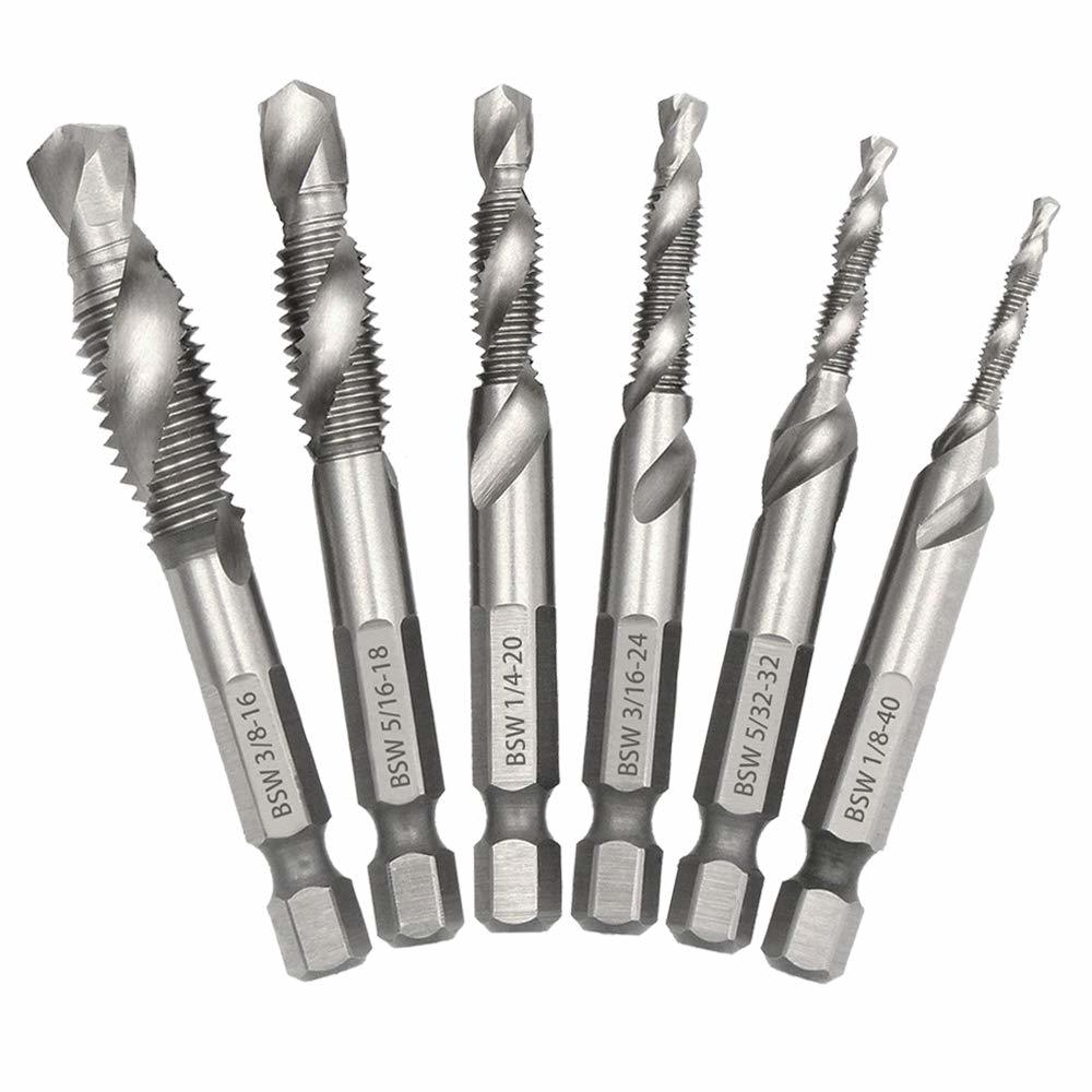 Saiper 6Pcs Drill Tap Combination Bit Set (1/8&#39;&#39;-3/8&#39;&#39;) With 1/4&quot; Hex Sh... - $33.48