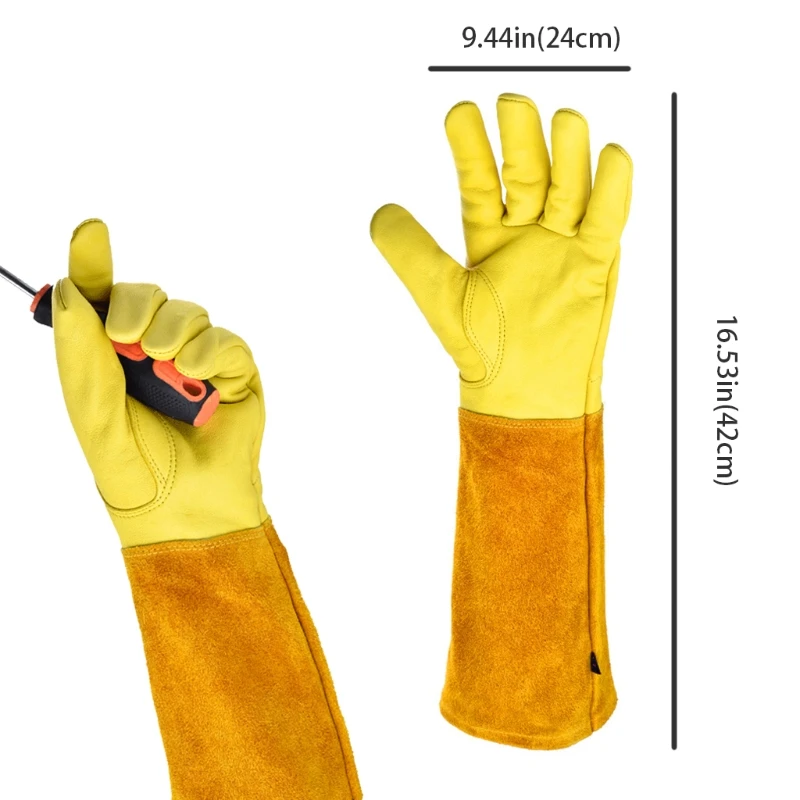 Leather   Gauntlet Gloves Rose Pruning Long Sleeve Gloves for Men and Women Best - £61.52 GBP