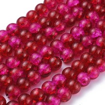 Crackle Glass Beads 8mm Fuchsia Red Mixed Ombre Bulk Jewelry Supplies Mix 50pcs - £5.53 GBP