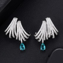 Luxury DOUBLE CLAWS STUD Earrings Trendy Cubic Zircon Indian gold earrings for w - $37.74