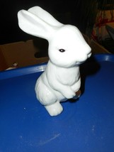 White Rabbit Figurine Porcelain Standing W Paws Crossed Painted Eyes - £11.56 GBP
