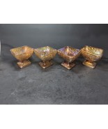 Indiana Amber Carnival Glass Bowl, Pedestal Dessert, Diamond Glassware, ... - $838.62 MXN