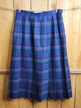 Deans of Scotland 100% Wool Plum Purple Teal Tartan Plaid Pleated Skirt Sz 12  - £31.64 GBP