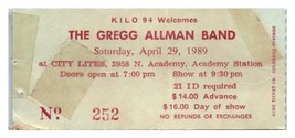The Gregg Allman Band Concert Ticket Stub April 29 1989 Colorado Springs CO - £13.68 GBP